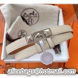 New Fashion Hermes Rivale Belt 1.8cm with Two Medor Studs and Ring Buckle in Epsom Leather 8196 Light Beige 2025