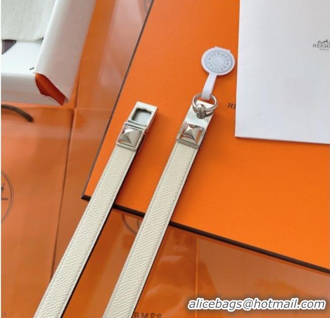 New Fashion Hermes Rivale Belt 1.8cm with Two Medor Studs and Ring Buckle in Epsom Leather 8196 Light Beige 2025