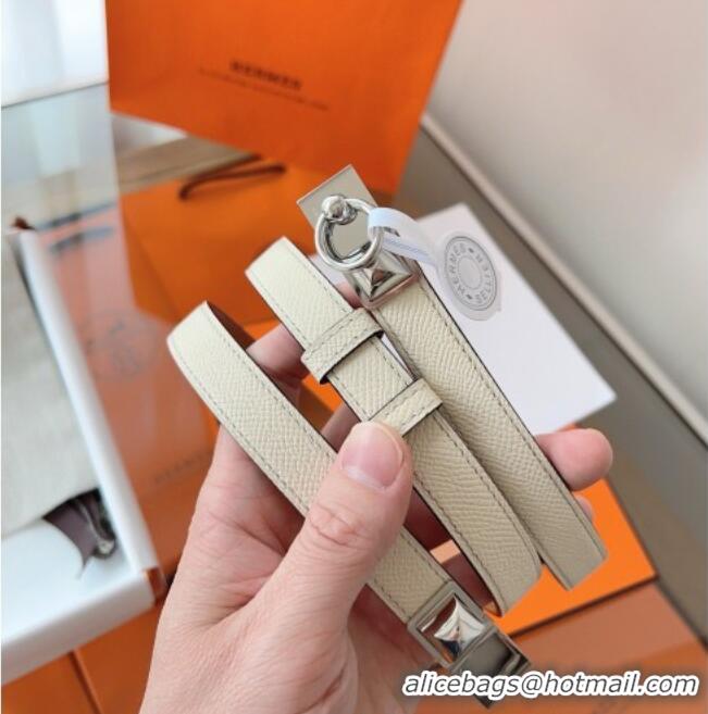 New Fashion Hermes Rivale Belt 1.8cm with Two Medor Studs and Ring Buckle in Epsom Leather 8196 Light Beige 2025