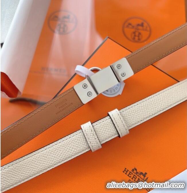 New Fashion Hermes Rivale Belt 1.8cm with Two Medor Studs and Ring Buckle in Epsom Leather 8196 Light Beige 2025