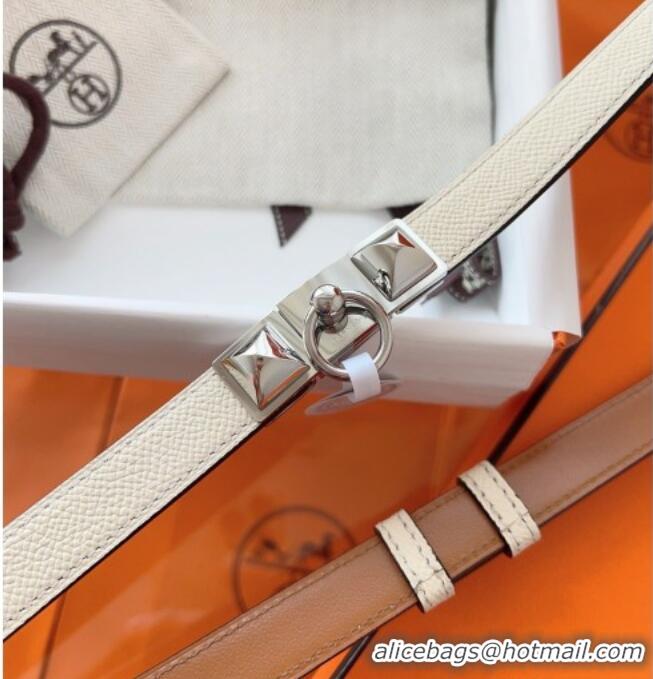 New Fashion Hermes Rivale Belt 1.8cm with Two Medor Studs and Ring Buckle in Epsom Leather 8196 Light Beige 2025