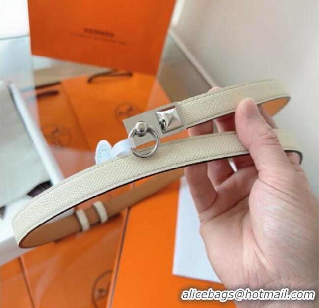 New Fashion Hermes Rivale Belt 1.8cm with Two Medor Studs and Ring Buckle in Epsom Leather 8196 Light Beige 2025