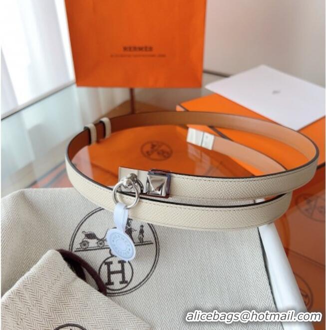 New Fashion Hermes Rivale Belt 1.8cm with Two Medor Studs and Ring Buckle in Epsom Leather 8196 Light Beige 2025