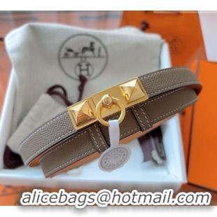 Top Design Hermes Rivale Belt 1.8cm with Two Medor Studs and Ring Buckle in Epsom Leather 8196 Grey/Gold 2025