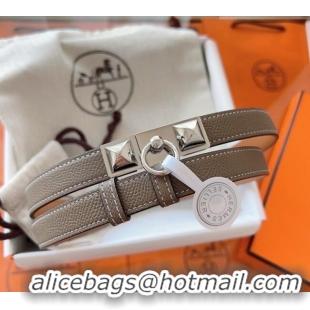 Shop Cheap Hermes Rivale Belt 1.8cm with Two Medor Studs and Ring Buckle in Epsom Leather 8196 Grey/Silver 2025