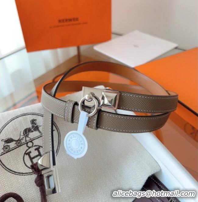 Shop Cheap Hermes Rivale Belt 1.8cm with Two Medor Studs and Ring Buckle in Epsom Leather 8196 Grey/Silver 2025