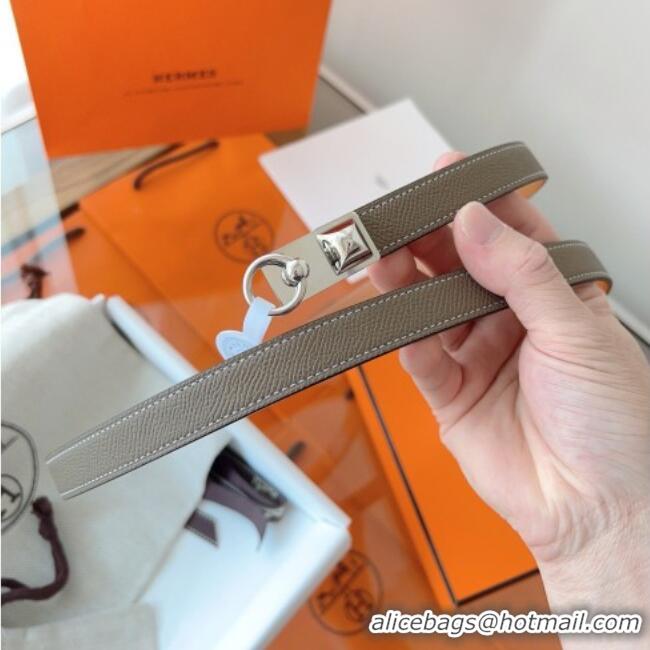 Shop Cheap Hermes Rivale Belt 1.8cm with Two Medor Studs and Ring Buckle in Epsom Leather 8196 Grey/Silver 2025