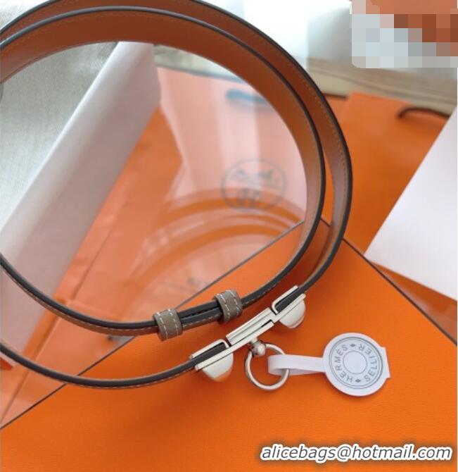 Shop Cheap Hermes Rivale Belt 1.8cm with Two Medor Studs and Ring Buckle in Epsom Leather 8196 Grey/Silver 2025