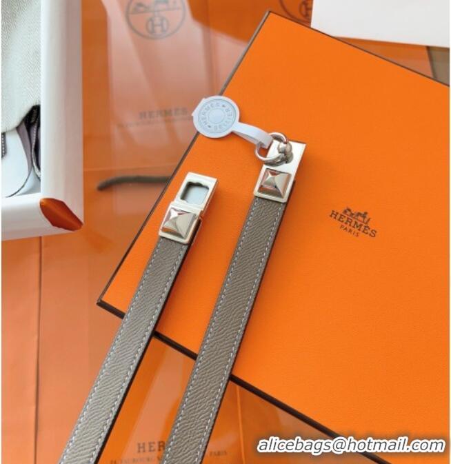 Shop Cheap Hermes Rivale Belt 1.8cm with Two Medor Studs and Ring Buckle in Epsom Leather 8196 Grey/Silver 2025