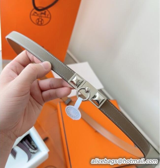 Shop Cheap Hermes Rivale Belt 1.8cm with Two Medor Studs and Ring Buckle in Epsom Leather 8196 Grey/Silver 2025