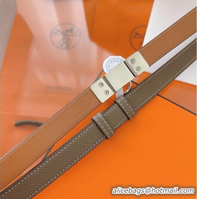 Shop Cheap Hermes Rivale Belt 1.8cm with Two Medor Studs and Ring Buckle in Epsom Leather 8196 Grey/Silver 2025