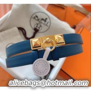 Super Quality Hermes Rivale Belt 1.8cm with Two Medor Studs and Ring Buckle in Epsom Leather 8196 Blue 2025