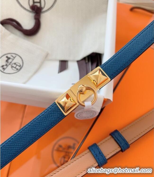 Super Quality Hermes Rivale Belt 1.8cm with Two Medor Studs and Ring Buckle in Epsom Leather 8196 Blue 2025