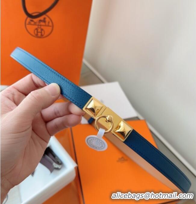 Super Quality Hermes Rivale Belt 1.8cm with Two Medor Studs and Ring Buckle in Epsom Leather 8196 Blue 2025