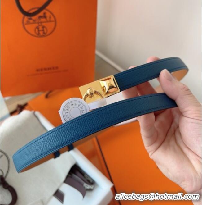 Super Quality Hermes Rivale Belt 1.8cm with Two Medor Studs and Ring Buckle in Epsom Leather 8196 Blue 2025