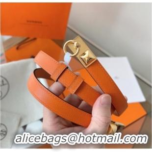 Promotional Hermes Rivale Belt 1.8cm with Two Medor Studs and Ring Buckle in Epsom Leather 8196 Orange 2025