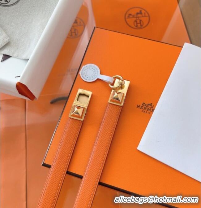 Promotional Hermes Rivale Belt 1.8cm with Two Medor Studs and Ring Buckle in Epsom Leather 8196 Orange 2025