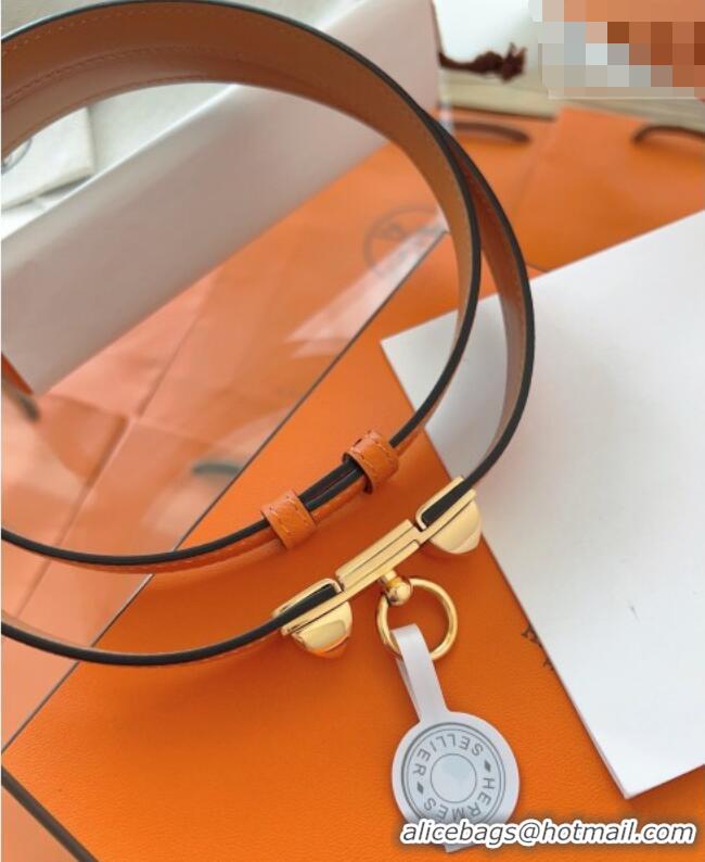 Promotional Hermes Rivale Belt 1.8cm with Two Medor Studs and Ring Buckle in Epsom Leather 8196 Orange 2025