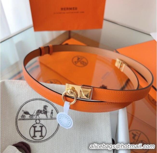 Promotional Hermes Rivale Belt 1.8cm with Two Medor Studs and Ring Buckle in Epsom Leather 8196 Orange 2025