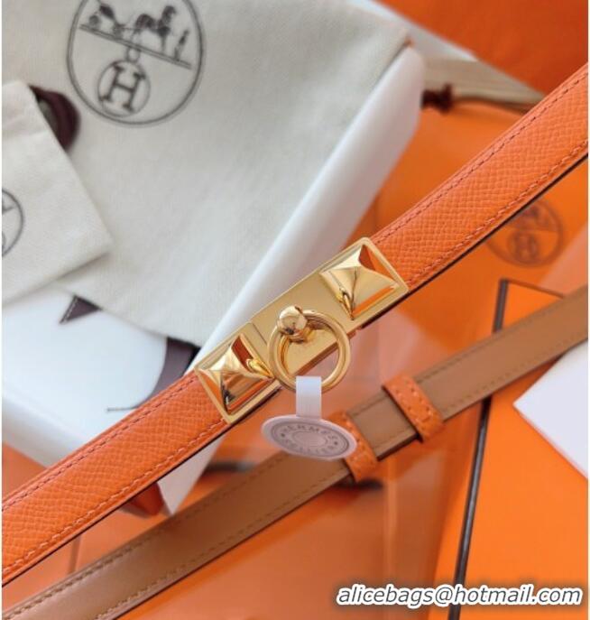 Promotional Hermes Rivale Belt 1.8cm with Two Medor Studs and Ring Buckle in Epsom Leather 8196 Orange 2025