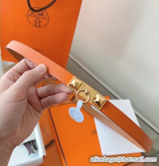 Promotional Hermes Rivale Belt 1.8cm with Two Medor Studs and Ring Buckle in Epsom Leather 8196 Orange 2025