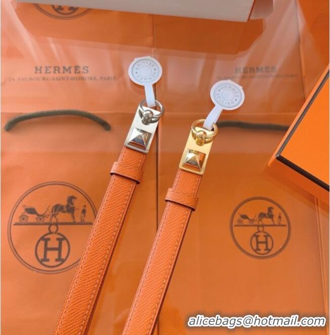 Promotional Hermes Rivale Belt 1.8cm with Two Medor Studs and Ring Buckle in Epsom Leather 8196 Orange 2025