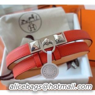 Luxury Cheap Hermes Rivale Belt 1.8cm with Two Medor Studs and Ring Buckle in Epsom Leather 8196 Red 2025