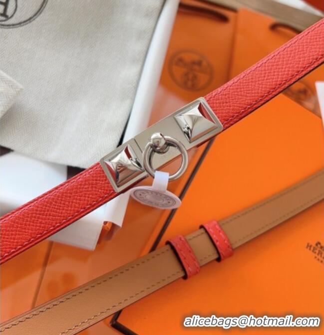 Luxury Cheap Hermes Rivale Belt 1.8cm with Two Medor Studs and Ring Buckle in Epsom Leather 8196 Red 2025