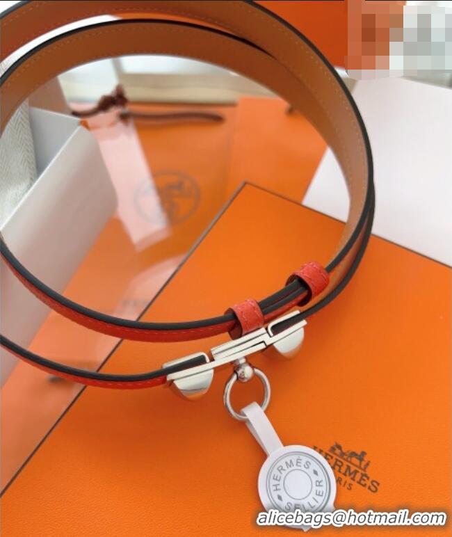 Luxury Cheap Hermes Rivale Belt 1.8cm with Two Medor Studs and Ring Buckle in Epsom Leather 8196 Red 2025