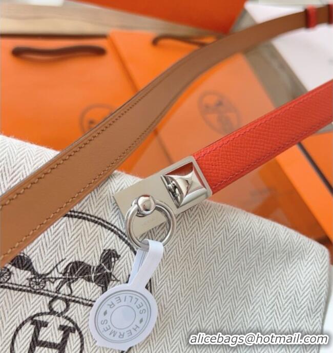 Luxury Cheap Hermes Rivale Belt 1.8cm with Two Medor Studs and Ring Buckle in Epsom Leather 8196 Red 2025