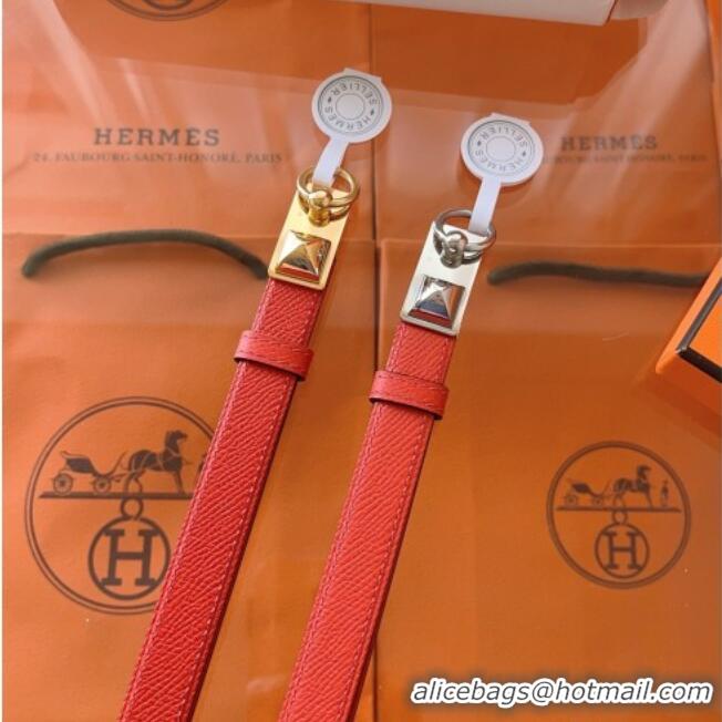Luxury Cheap Hermes Rivale Belt 1.8cm with Two Medor Studs and Ring Buckle in Epsom Leather 8196 Red 2025