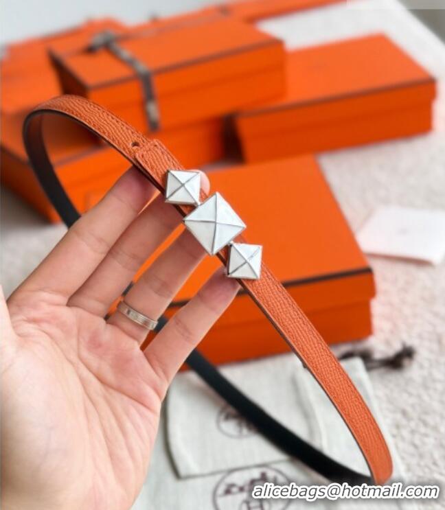 Popular Style Hermes Women's Fibbia da Cintura 1925 Reversible Leather Belt 1.3cm 0617 Orange/White 2025