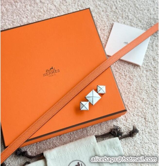 Popular Style Hermes Women's Fibbia da Cintura 1925 Reversible Leather Belt 1.3cm 0617 Orange/White 2025