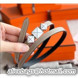 Best Quality Hermes Women's Fibbia da Cintura 1925 Reversible Leather Belt 1.3cm 0617 Grey/White 2025