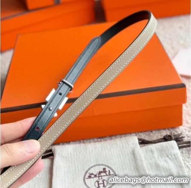 Best Quality Hermes Women's Fibbia da Cintura 1925 Reversible Leather Belt 1.3cm 0617 Grey/White 2025