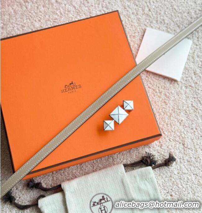 Best Quality Hermes Women's Fibbia da Cintura 1925 Reversible Leather Belt 1.3cm 0617 Grey/White 2025