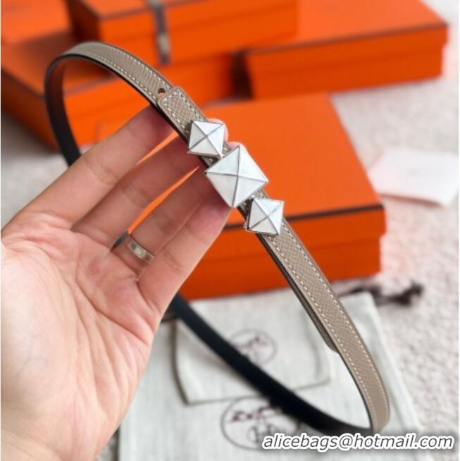 Best Quality Hermes Women's Fibbia da Cintura 1925 Reversible Leather Belt 1.3cm 0617 Grey/White 2025