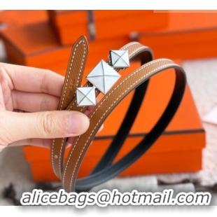 Discount Hermes Women's Fibbia da Cintura 1925 Reversible Leather Belt 1.3cm 0617 Brown/White 2025