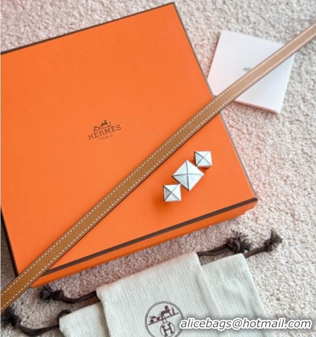 Discount Hermes Women's Fibbia da Cintura 1925 Reversible Leather Belt 1.3cm 0617 Brown/White 2025