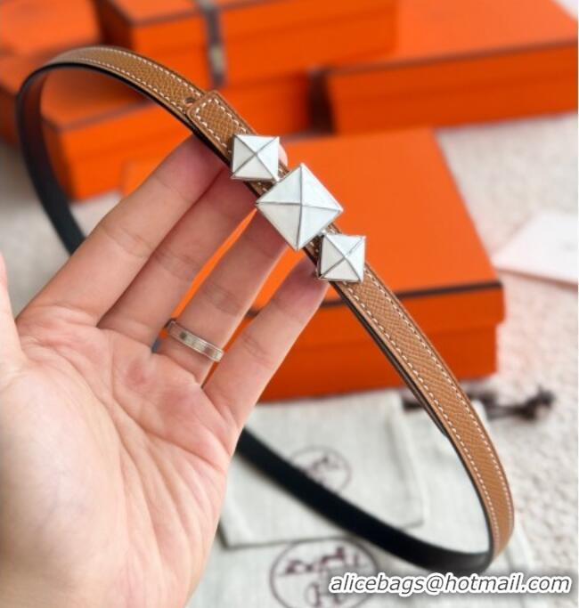 Discount Hermes Women's Fibbia da Cintura 1925 Reversible Leather Belt 1.3cm 0617 Brown/White 2025