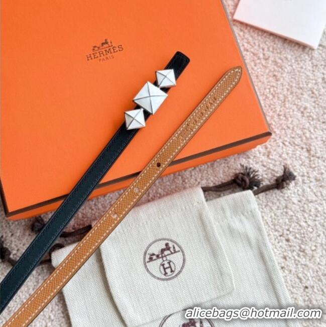 Discount Hermes Women's Fibbia da Cintura 1925 Reversible Leather Belt 1.3cm 0617 Brown/White 2025