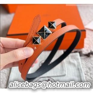 Top Quality Hermes Women's Fibbia da Cintura 1925 Reversible Leather Belt 1.3cm 0617 Orange/Black 2025
