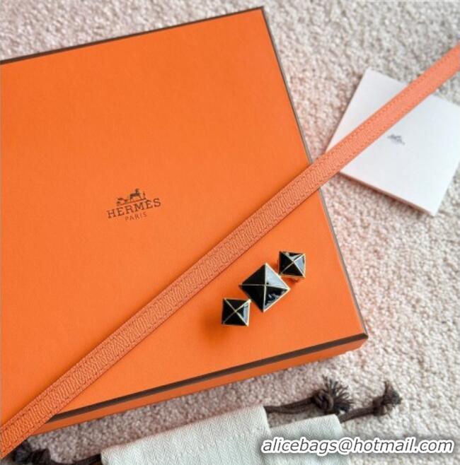 Top Quality Hermes Women's Fibbia da Cintura 1925 Reversible Leather Belt 1.3cm 0617 Orange/Black 2025