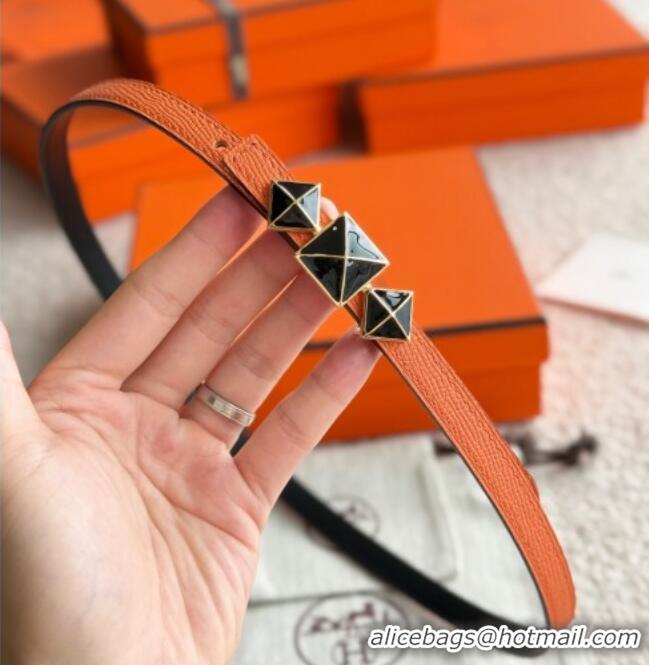 Top Quality Hermes Women's Fibbia da Cintura 1925 Reversible Leather Belt 1.3cm 0617 Orange/Black 2025