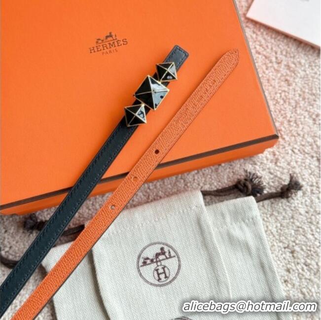 Top Quality Hermes Women's Fibbia da Cintura 1925 Reversible Leather Belt 1.3cm 0617 Orange/Black 2025