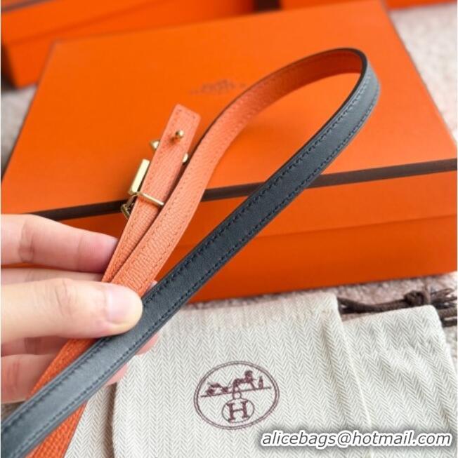 Top Quality Hermes Women's Fibbia da Cintura 1925 Reversible Leather Belt 1.3cm 0617 Orange/Black 2025