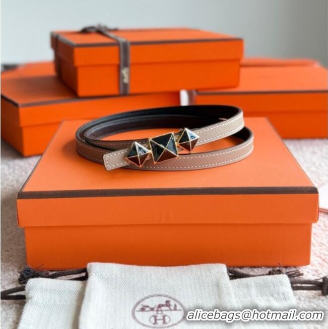 Buy Discount Hermes Women's Fibbia da Cintura 1925 Reversible Leather Belt 1.3cm 0617 Grey/Black 2025