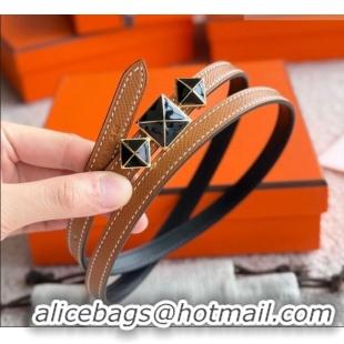 Good Looking Hermes Women's Fibbia da Cintura 1925 Reversible Leather Belt 1.3cm 0617 Brown/Black 2025