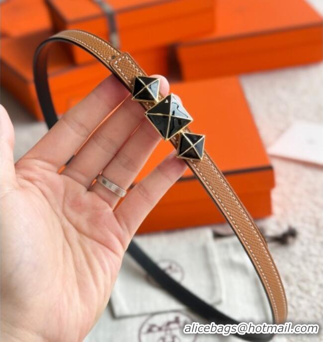 Good Looking Hermes Women's Fibbia da Cintura 1925 Reversible Leather Belt 1.3cm 0617 Brown/Black 2025