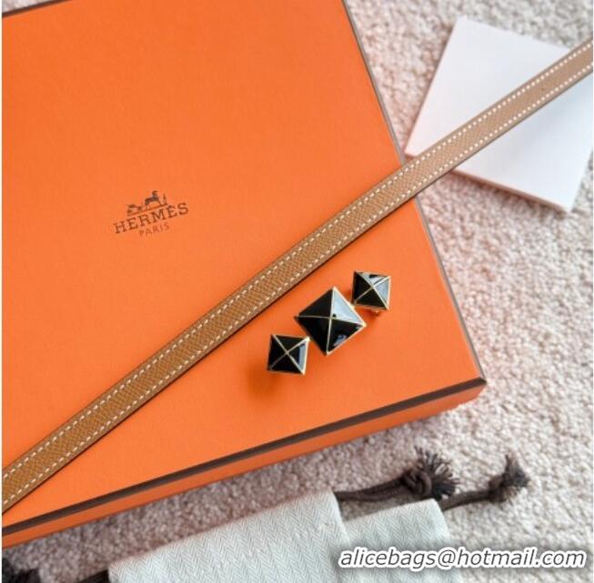 Good Looking Hermes Women's Fibbia da Cintura 1925 Reversible Leather Belt 1.3cm 0617 Brown/Black 2025